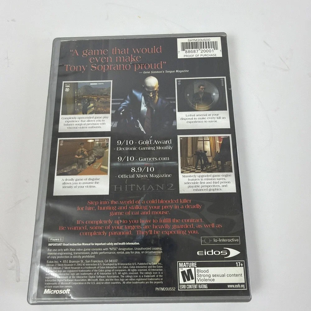 Hitman 2 Silent Assassin Platinum Hits Xbox Original Video Game Untested